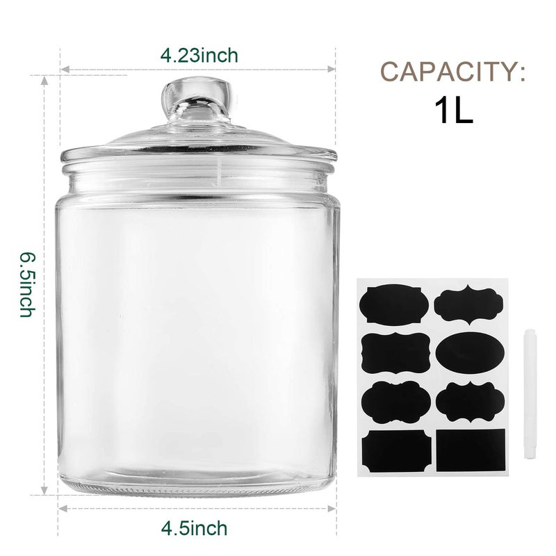 Maredash Glass Jars 32oz,Maredash Candy Jar with Lid For Household,Food Grade Clear Jars (6 Pack) - Image 2